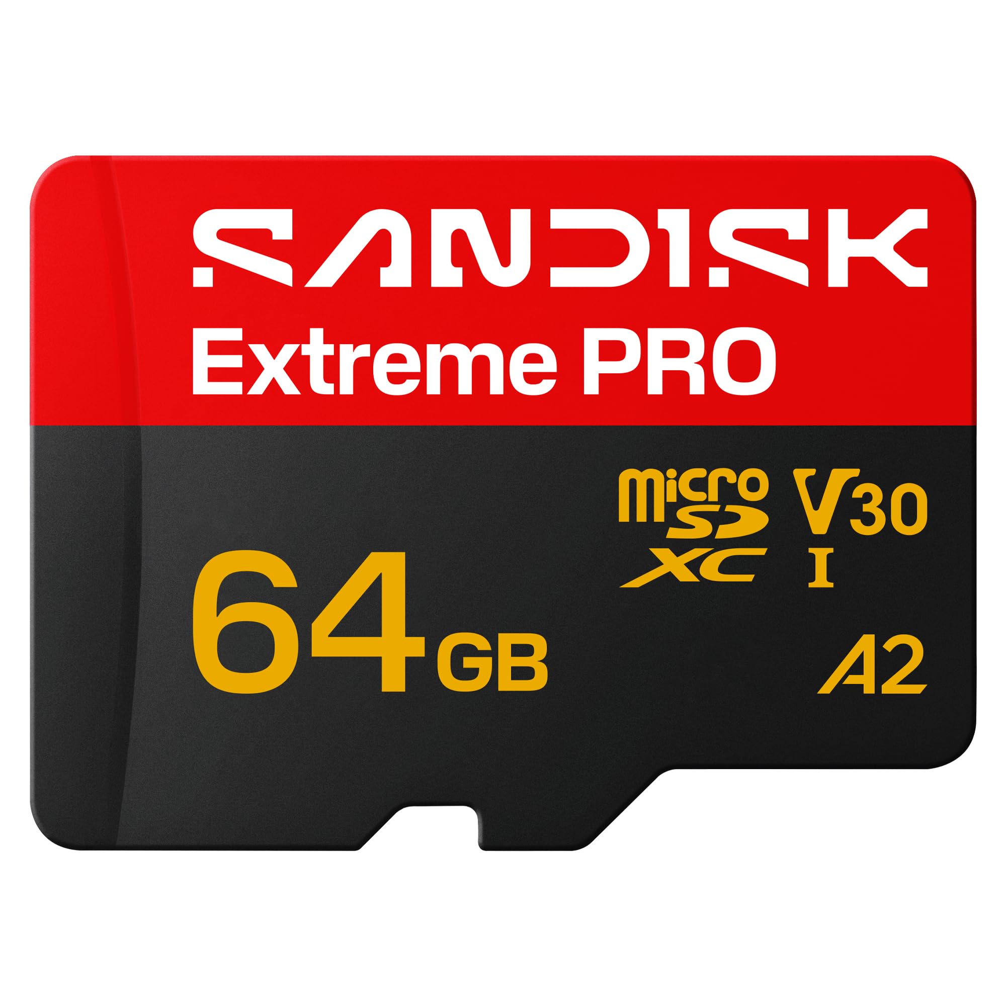 SANDISK Extreme Pro microSDHC Tarjeta UHS-I + SD Adapter, 64 GB (velocidades de Lectura de hasta 200 MB/s y velocidades de Escritura de hasta 90 MB/s, 5K, 3K, 4K UHD, C10, V30, U3, A2)