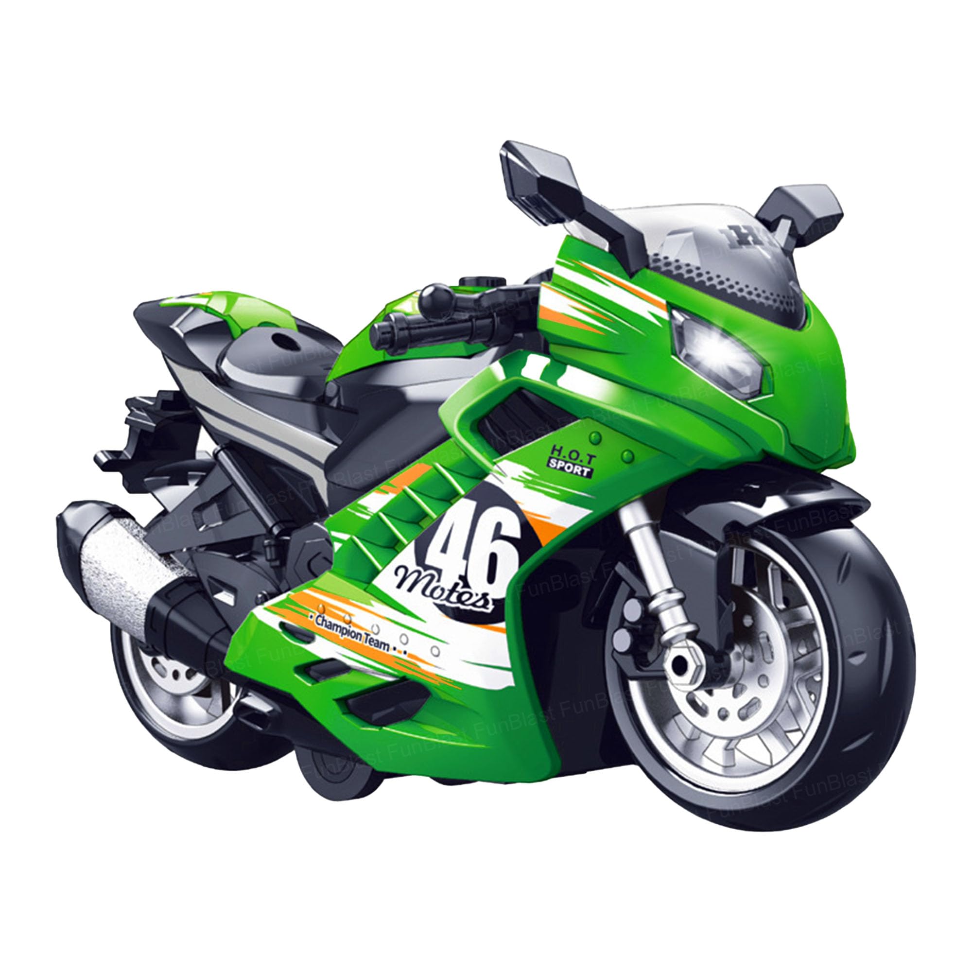 FunBlast Bike Toy for Kids – Realistic Bike Toys with Light & Music, Motorcycle Toy for Kids, Pull Back Friction Powered Bike Toy, for 3+ Years Old Kids, Boys (Green)-image-22