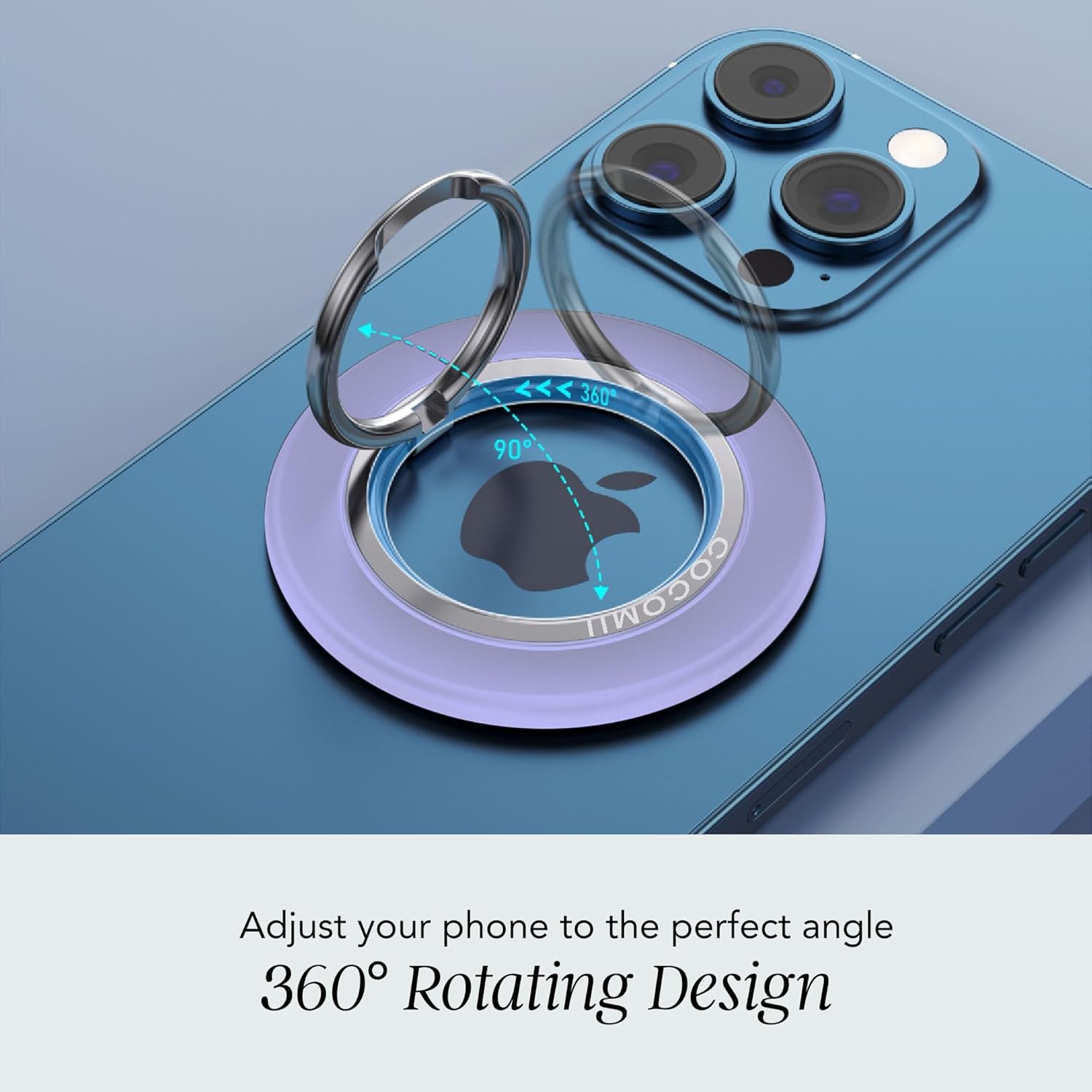 COCOMII Magnetic Phone Ring Holder for MagSafe, 360° Rotation Finger Grip Stand, Matte Lilac