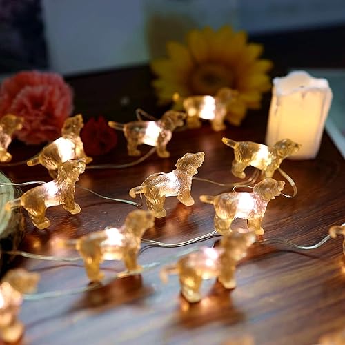 Miniatura 9 de Lindas luces decorativas de hadas de labrador, regalos para mujeres, luces novedosas para cachorros, 20 LED, enchufe USB de 8 pies o funciona con