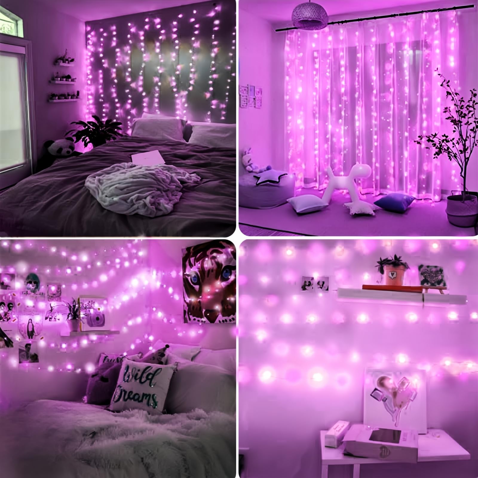 Paquete de 4 50 luces LED de hadas que funcionan con pilas con temporizador, luces de Navidad estrelladas impermeables de 16 pies para exteriores e interiores, regalo para el hogar, boda, decoración
