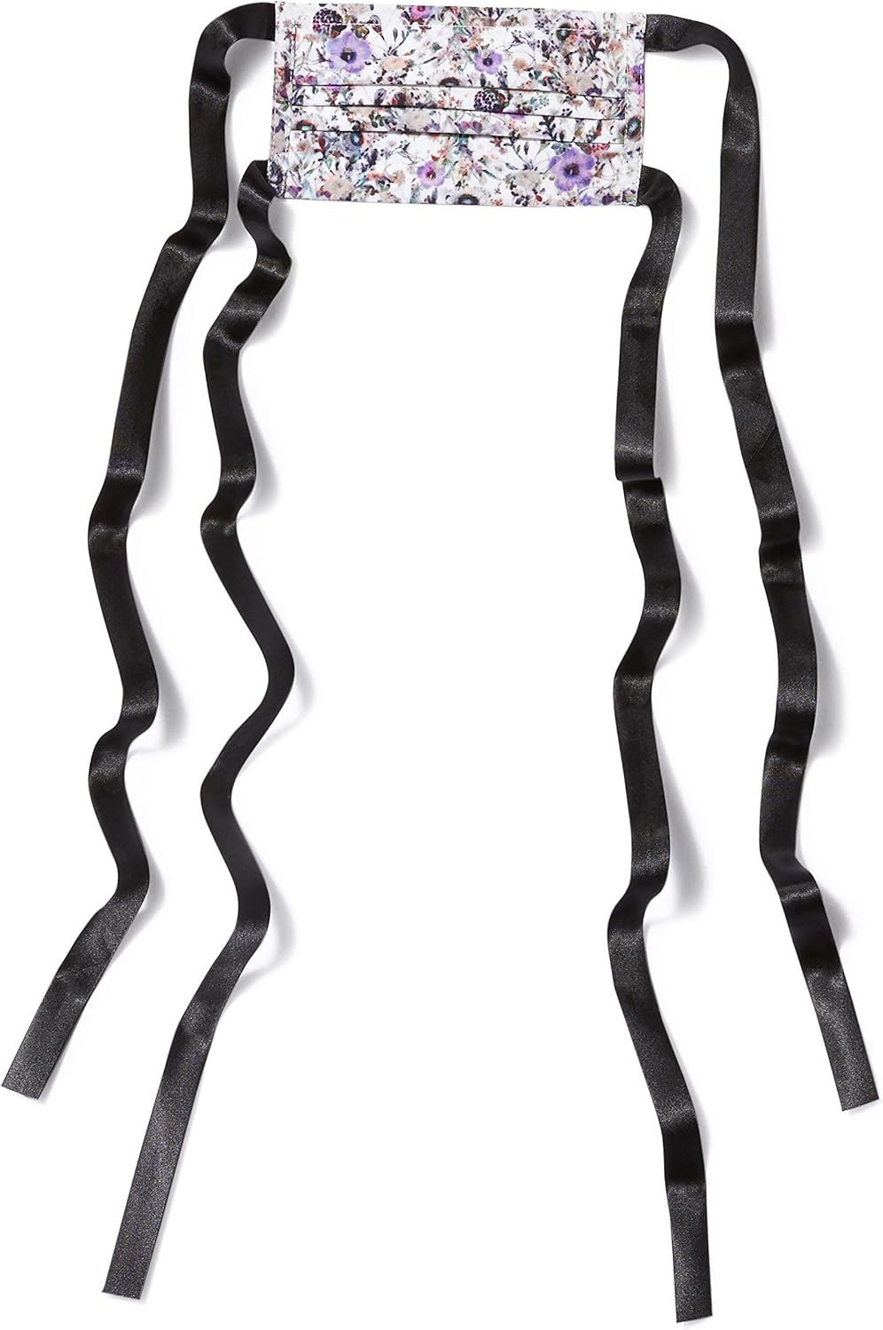 BY.BONNIE YOUNG Collaboration with Youkyung Woo, Printed Face Covering with 5 MB Filters, Satin Ribbon Ties, Purple Floral Swiss Cotton