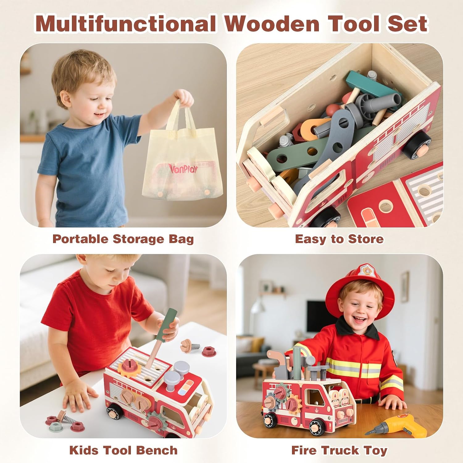 Vanplay Kids Tool Set for Boys - Montessori Toys for 3 4 5 Year Old Boy Birthday Gifts