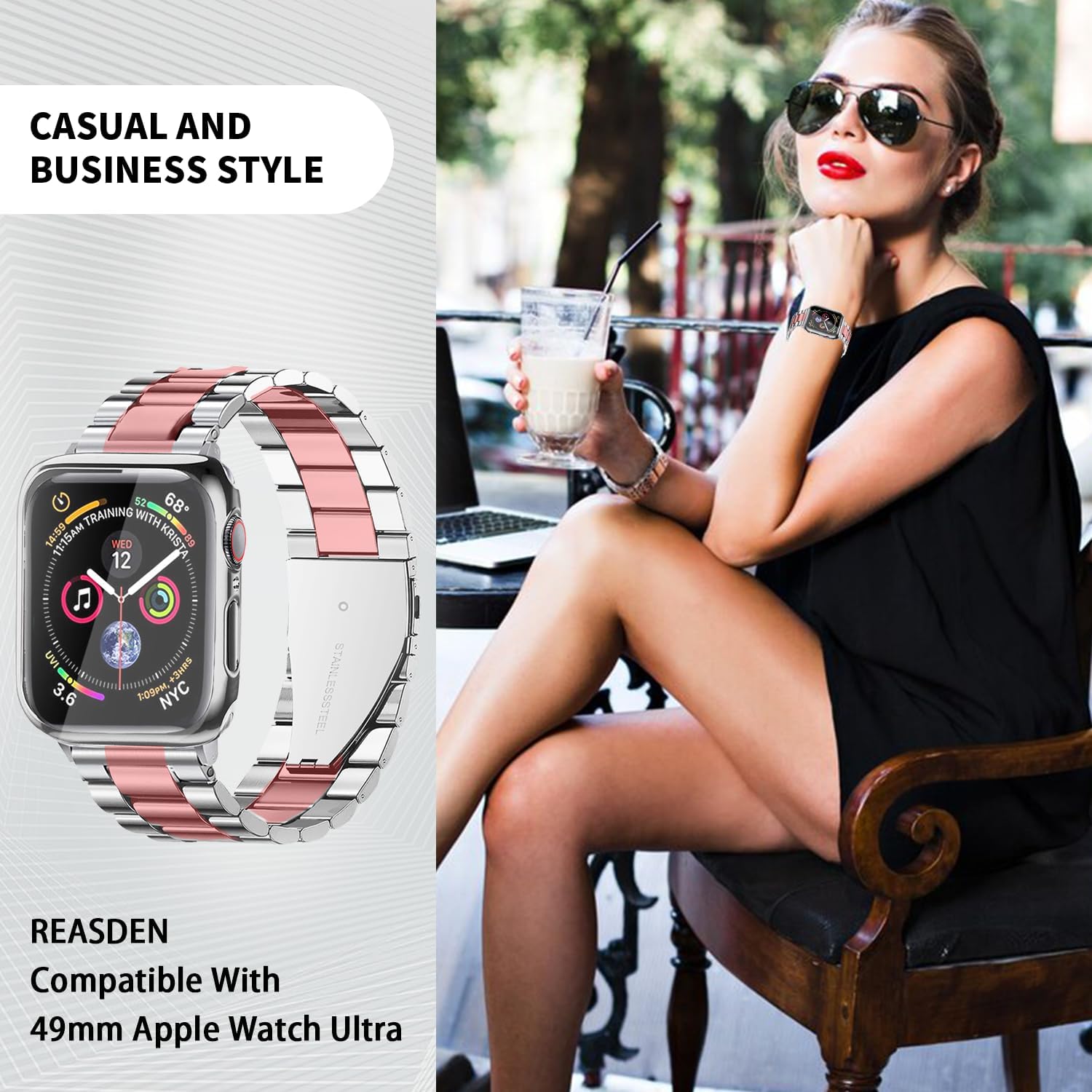 Stainless Steel Band and Case Compatible With Apple Watch Iwatch Ultra Series 11 10 9 8 7 6 5 4 3 2 1 SE 49mm 45mm 46mm 44mm 42mm 41mm 40mm 38mm,Men Women Classic Classy Metal Business