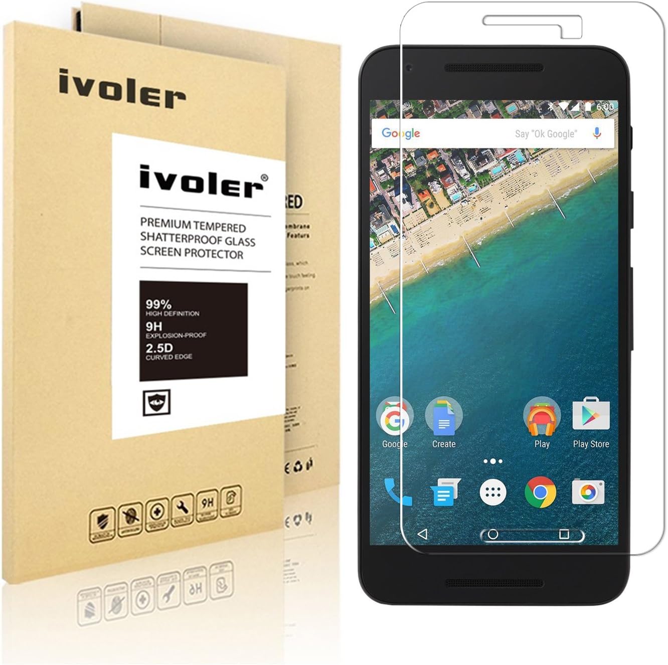Nexus 5X Screen Protector- iVoler® [0.2mm 9H Hardness] Tempered Glass Screen Protector for LG Google Nexus 5X- Anti-Scratch, Anti-Fingerprint, Bubble Free- Lifetime Warranty