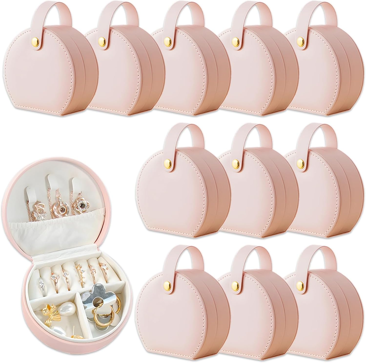 12Pcs Portable Travel Jewelry Case for Women (Pink)