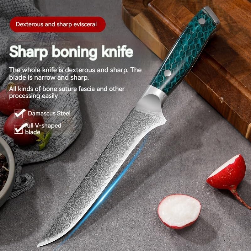 Meat Cleaver,Cleaver Knife 6.5 Inch Boning Knife 67 Layer Damascus Steel Blade Sharp Chefs Cleaver Steak Barbecue Kitchen Knives Resin Handle Cooking Tools