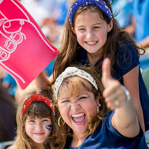 Miniatura 5 de CIEHER Football Headband Wide Knotted Headband for Women Crystal& Pearl Baseball Headband