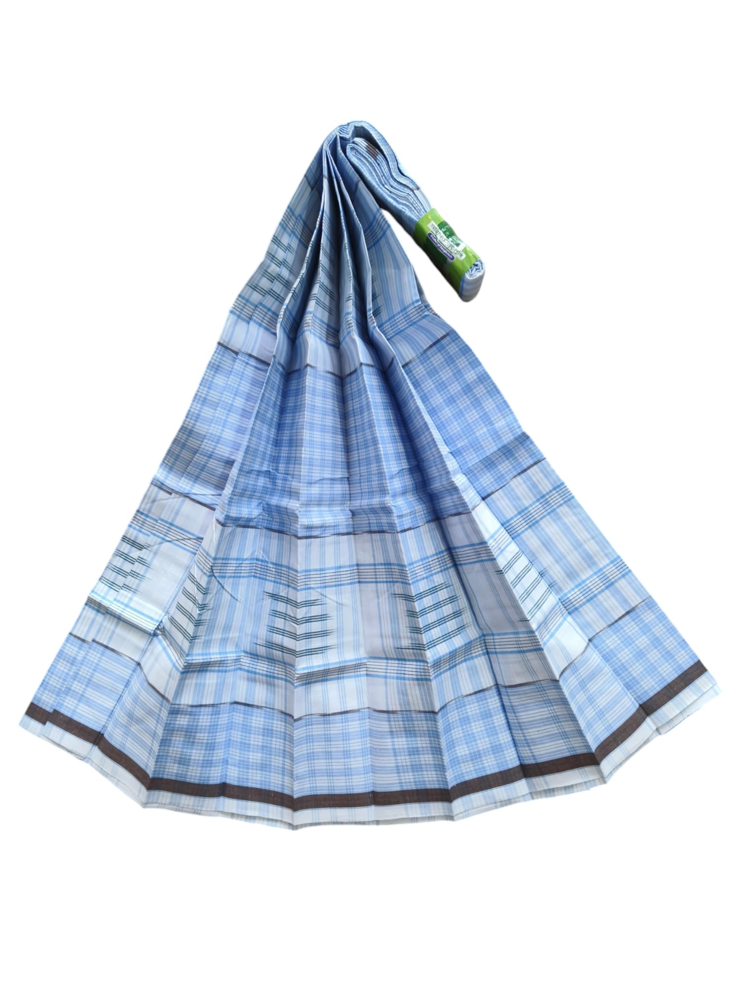 Bangladeshi Lungi for Men by Amanat Shah - Pure Cotton White and Blue Multicolour Check Design, Perfect for Everyday Wear, Comfortable and Stylish-picture-23