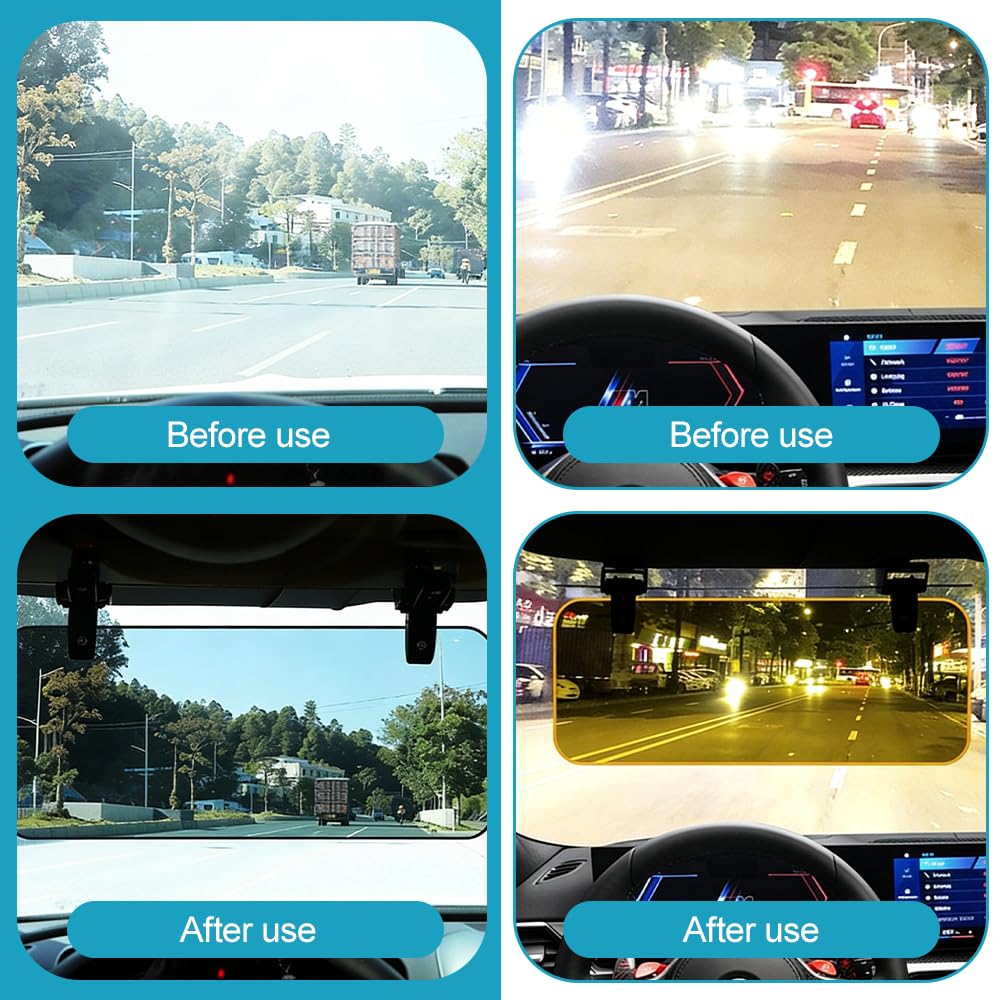 Estensore per parasole per auto, 2 in 1, antiriflesso, doppia clip, 180°, protezione dai raggi UV, per auto, SUV, furgoni, camion, sedile anteriore conducente o passeggero
