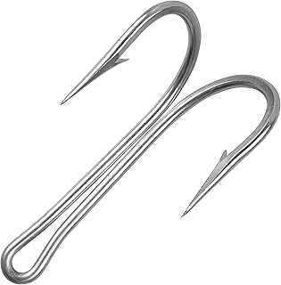 Double Fishing Hooks,8pcs Stainless Steel Fishing Double Hooks Classic Large Dual Frog Hooks Fishing Lure Bait Hooks Barb Open Shank Fishing Hooks Saltwater Freshwater