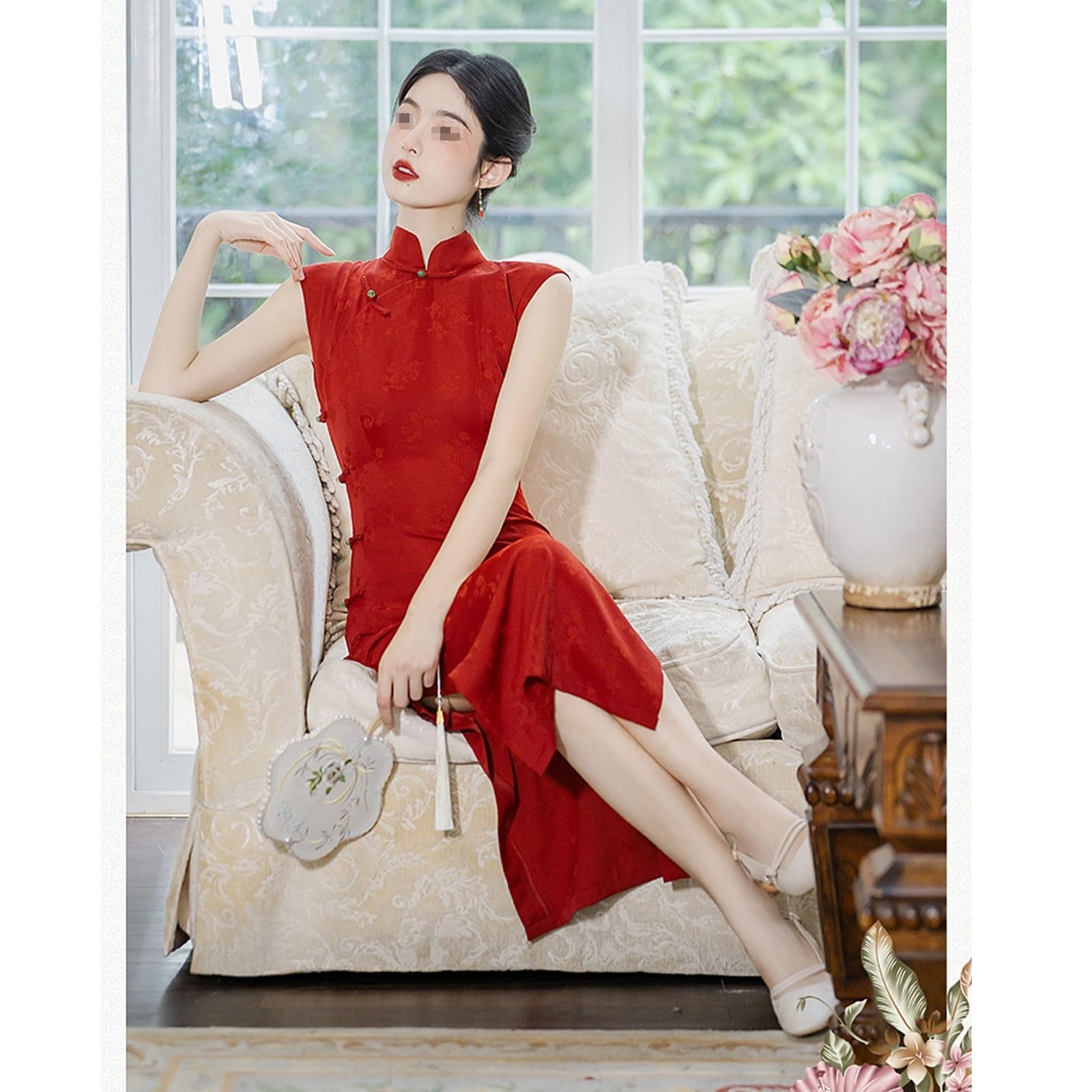 Amazon.com: Chinese Style Improved Qipao Cheongsam Toast Dress Bride Engagement  Dress for Wedding Party (Color : Red, Size : S=Bust 89cm): Clothing, Shoes  & Jewelry
