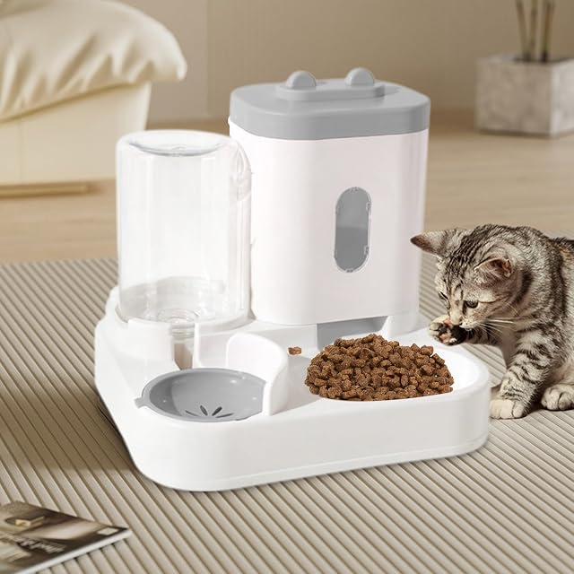 Foto 5 de 8 de Comedero y Bebedero Automático 2 en 1 para Gatos y Mascotas Pequeñas y Medianas con Dispensador de Agua…