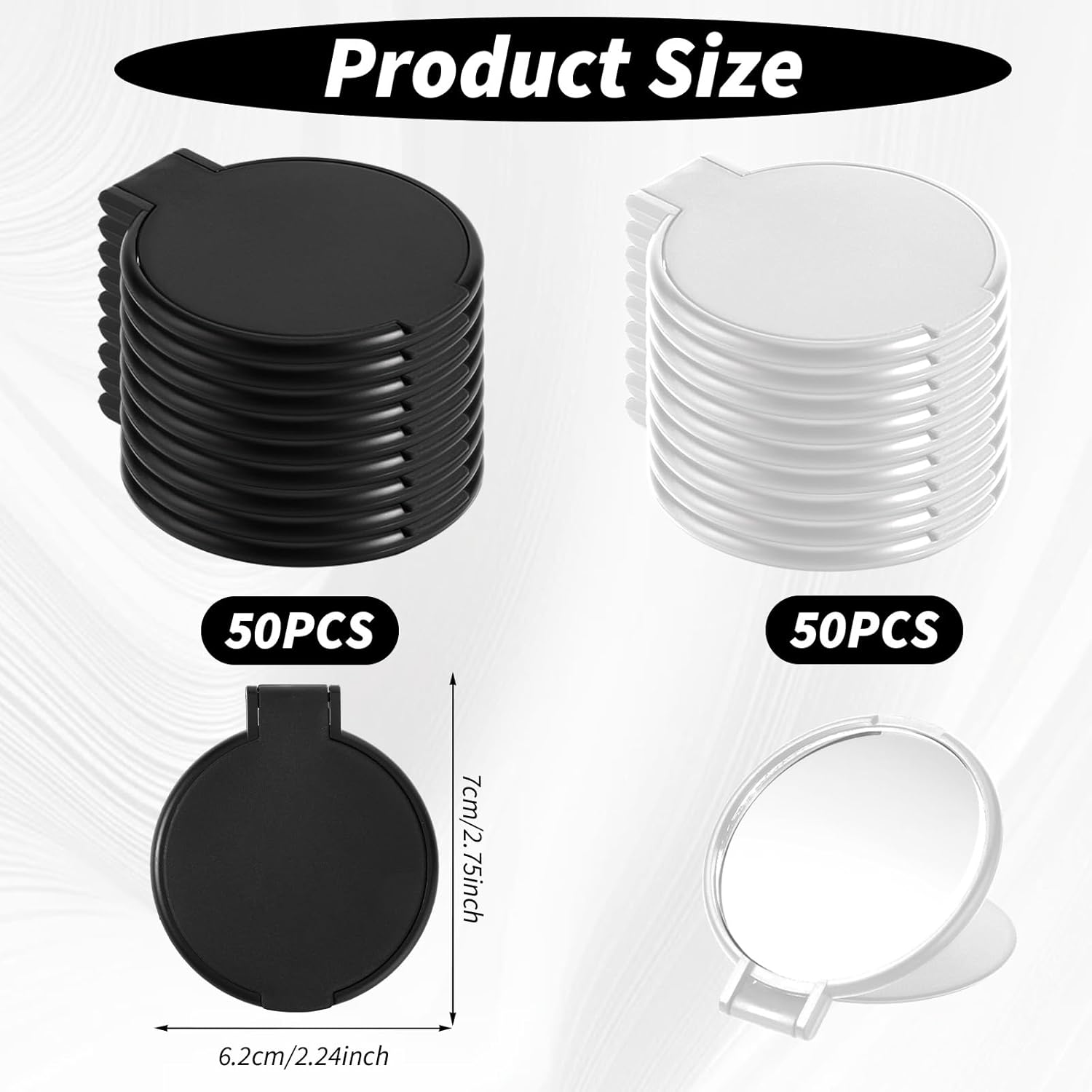 100 Pcs Round Compact Mirrors for Purse Mini Folding Mirrors Portable Pocket Mirror Travel Makeup Small Mirror for Women Daily Use (Black and White)