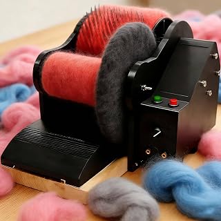 Máquina de cardado eléctrica de lana con pedal de pie, hacia adelante y hacia atrás, velocidad ajustable, para hacer fieltro, mezcla de colores, spinning, manualidades