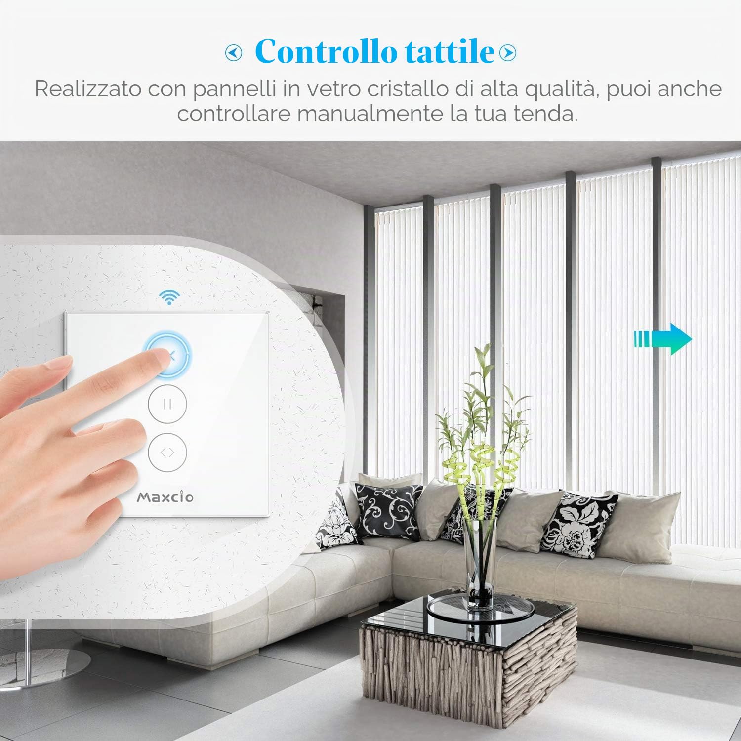 Maxcio Interruttore per tapparelle, timer compatibile con Alexa & Google Home, interruttore intelligente per tenda da sole, persiana, tenda, controllo tapparelle WiFi con timer e creazione di gruppo,