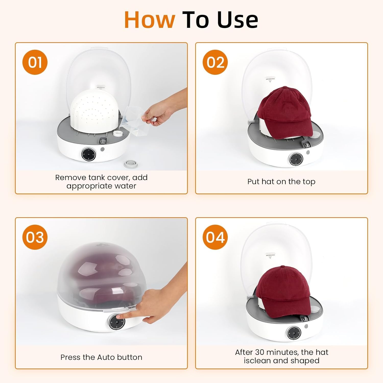 Arien Hat Shaper, Automatic Cap Cleaner, Hat Care Machine Steam Cleaning & Ironing and Drying for Bucket hat Baseball Cap, Restore Misshapen Hat, Hat Saver
