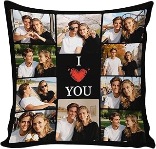 Custom4U Couple Gifts Custom Pillow with Picture & Text I Love You Girlfriend Boyfriend Love Gifts for Christmas Anniversary Wedding (Optional Pillow Insert)