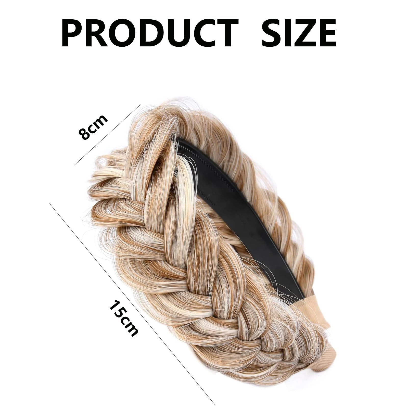 Yeenano Hair Braid Headband,Messy Wide 2 Strands Fishtail Braided Plaited Headband Fluffy Braid Wig Hairbands High Elasticity Fishtail Hair Braid Braids Headbands for Women and Girls - Image 4