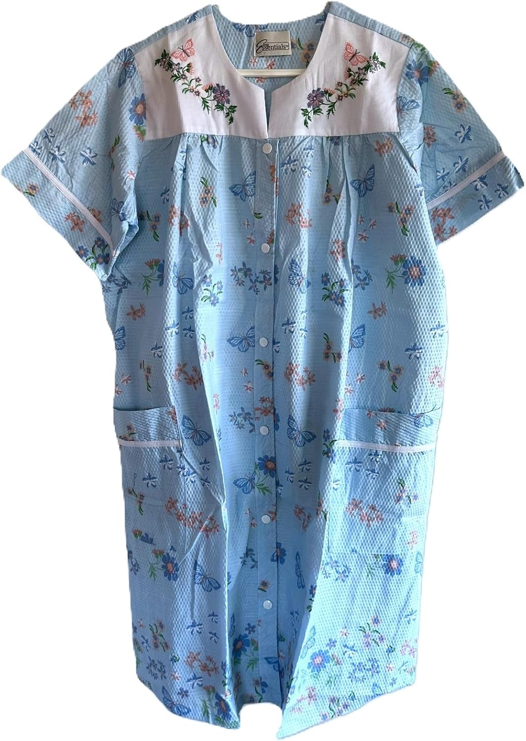 AmeriMark Women Calf-Length Snap Front Knit Duster House Coat Robe – Loose-Fitting Plush Bathrobe - Short Sleeve Bath Robe - Image 2