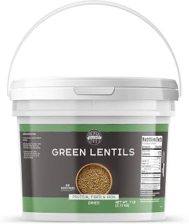 Birch & Meadow 1 Gallon Green Lentils - Non-GMO Bulk Dry Lentils High in Protein, Fiber & Iron, Resealable Bucket