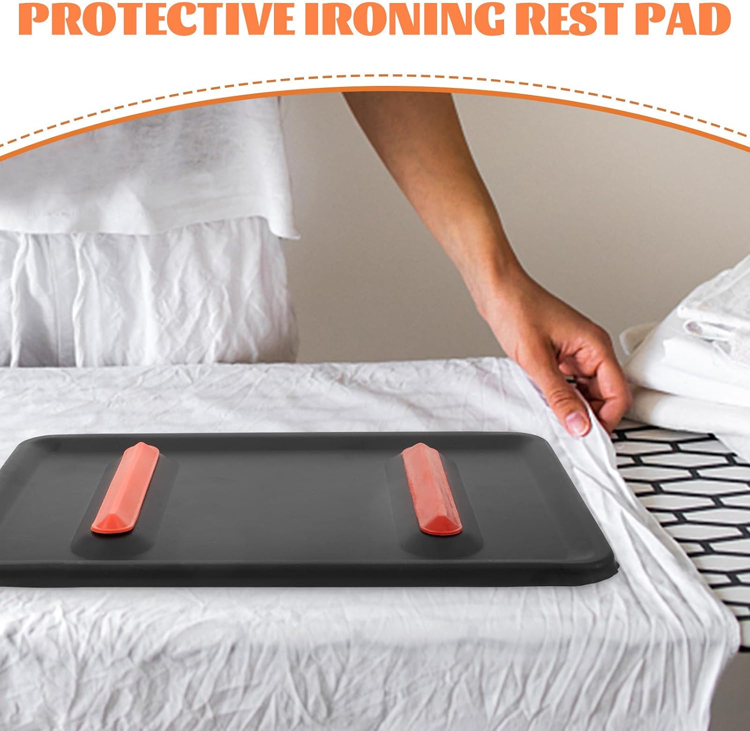 Heat Resistant Ironing Mat Pad 220x145x5mm Silicone Anti-Scald Iron Rest Board Protective Iron Holder for Tabletop Ironing in Home Use