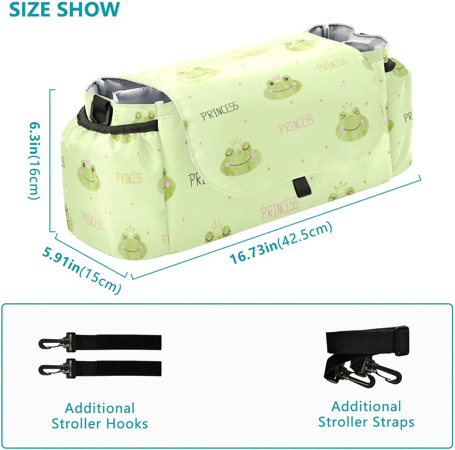 Princess Frogs Universal Baby Stroller Organizer Baby Stroller Storage Bag with Cup Holders Universal Stroller Caddy for Toddler Baby Kid : Baby