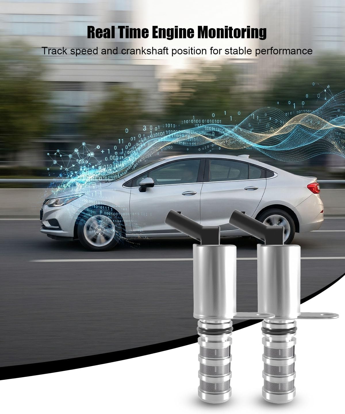 Engine Variable Valve Timing Solenoid with Camshaft & Crankshaft Position Sensor Fit for Chevy Cruze Malibu 2016-2018 Volt 2016 GMC Terrain 2018-2019 L4 1.4L 1.5L Replace 12671373 12636947 PC1099