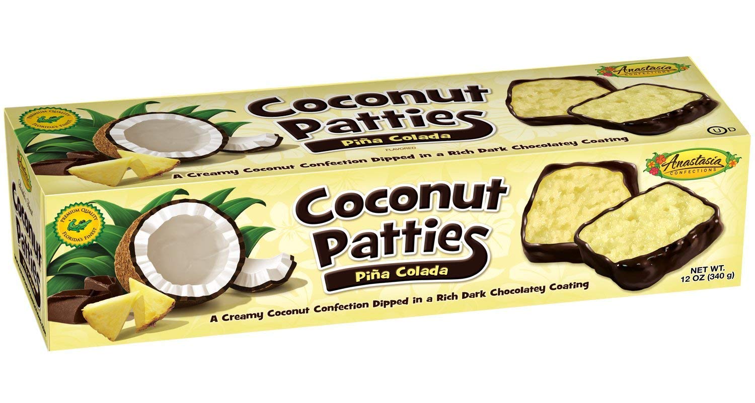 Florida's Finest Pina Colada Creamy Coconut Patties Dipped in Chocolate 12oz Pack of 5