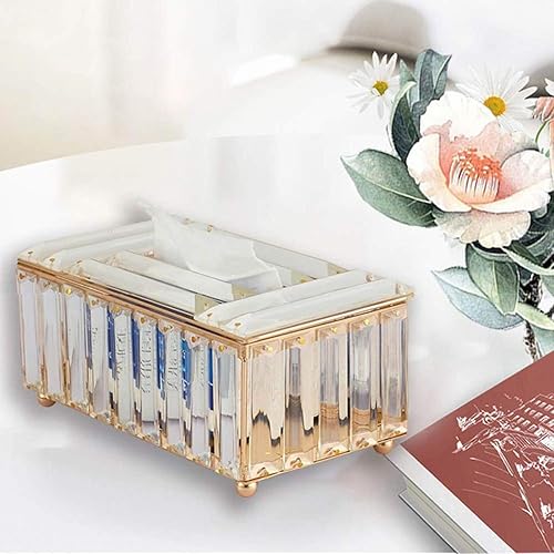 Miniatura 3 de Caja de pañuelos de cristal amarillo, estante de papel, accesorios de mesa de oficina, soporte para funda facial, bandeja de servilleta para hotel,