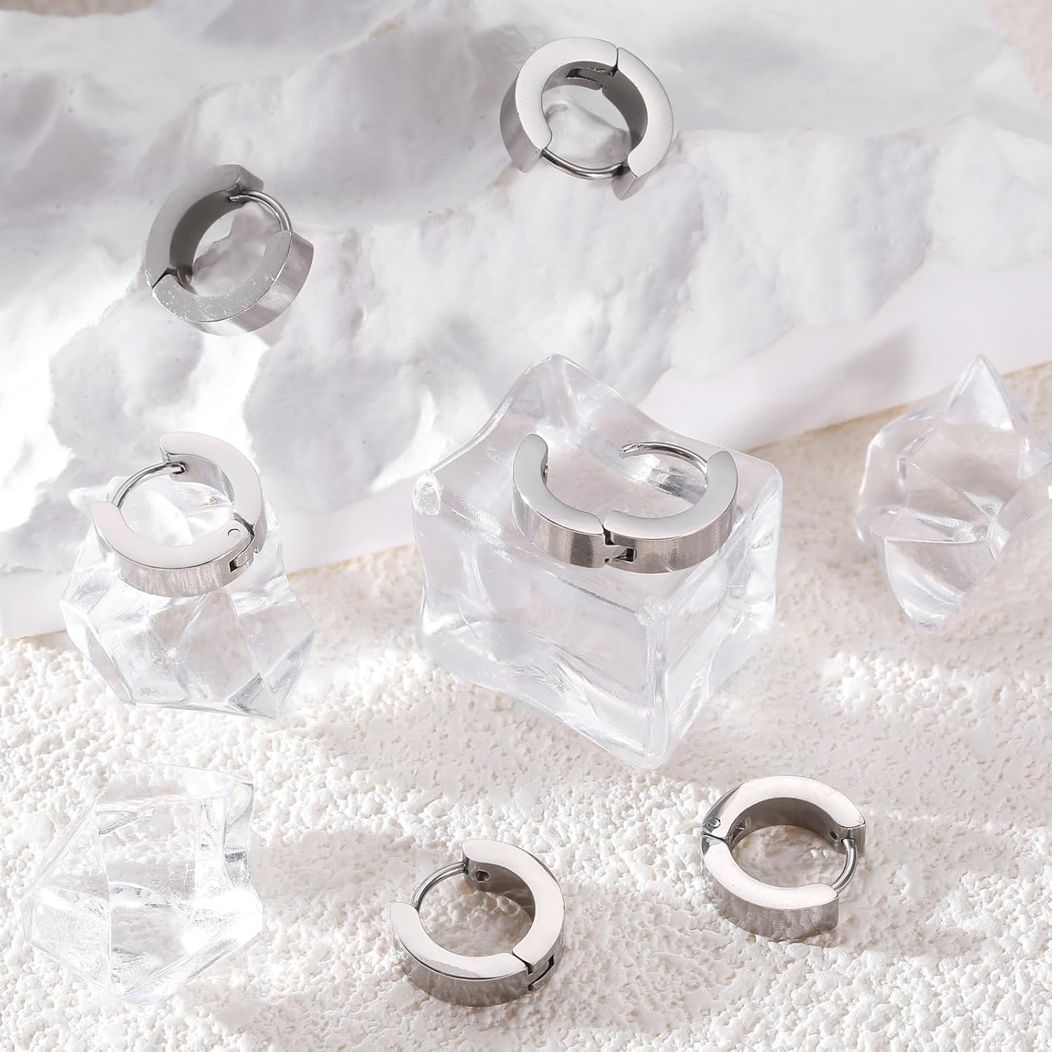 Men Hoop Earrings, 3 Pairs Hoop Earrings for Men Stainless Steel Mens Earrings Hoop Gold Silver Black Hoop Earrings Men Hypoallergenic Small Hoop Earrings for Men Women Wearing - Image 8