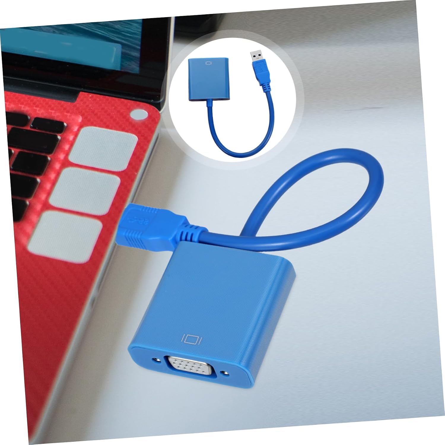 SMASOLO USB 3.0 to VGA Adapter Cable for Monitors Compatible Laptop Projector External Video Display Converter (Blue)