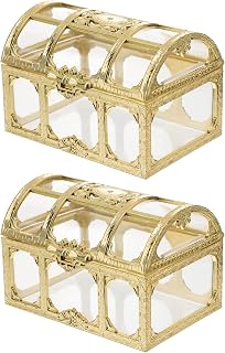 Balacoo 2pcs Transparent Pirate Treasure Box Keepsake Treasure Chest Boxes Jewelry Case Trinket Storage Organizer Pirate Party Favors for Kids