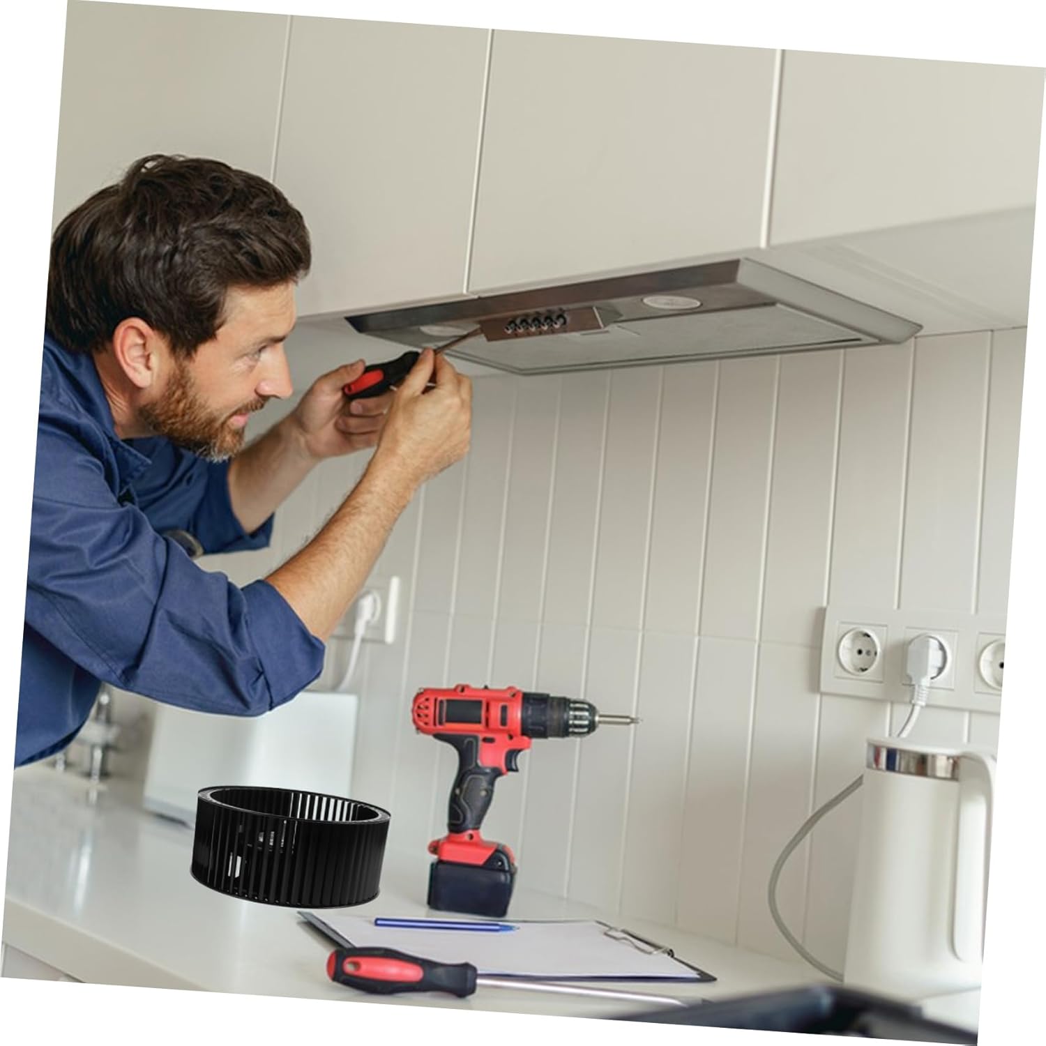 2pcs Exhaust Fan Blower Wheel Kitchen Accessory Range Hood Motor Wind Wheel for Ventilation Durable Design for Kitchen Smoke Removal