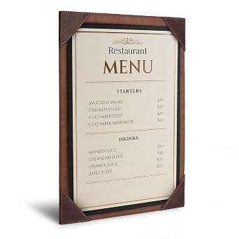 Hide & Drink, Letter Size Menu Cover 8.5 x 11 in. Restaurant Accessories, Full Grain Leather, Handmade, Bourbon Brown