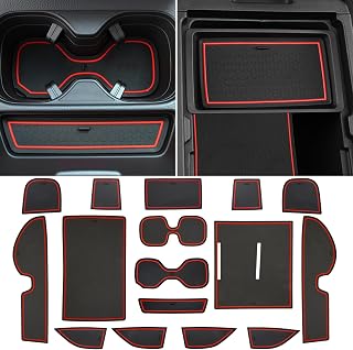 Center Console Liner for Honda CRV Accessories 2023 2024, for CR-V Cup Holder Mat, Door Slot Pad, Coaster Trim, Non-Slip Dust Interior, Custom Rubber Decoration Insert (16 Pcs, Red Trims)