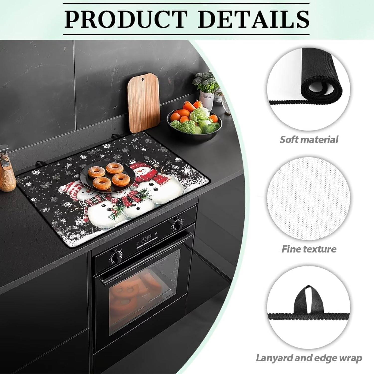 Snowman Christmas Stove Top Covers Foldable Oven Covers for Electric Stove Heat Resistant Mat for Glass Stove Top Protector Multipurpose Square Pad Cooktop Cover Kitchen Decor