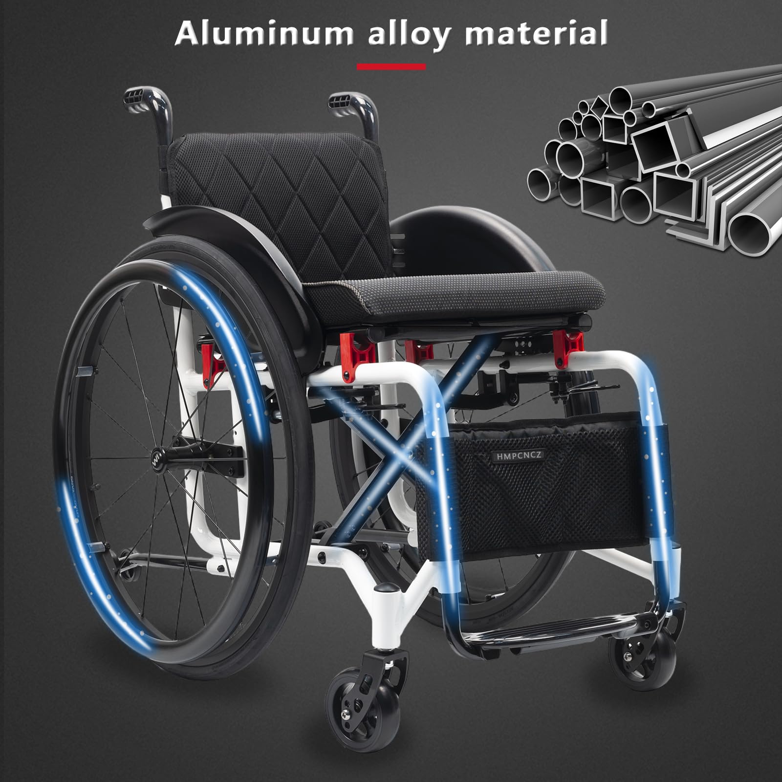 Silla de Ruedas Deportivas para Adultos,Silla de Ruedas Deportivas Plegable Ultra Ligera para Todo el Terreno,Silla de Ruedas de Aluminio silenciosa portátil para Todo el Terreno(38cm/15in)