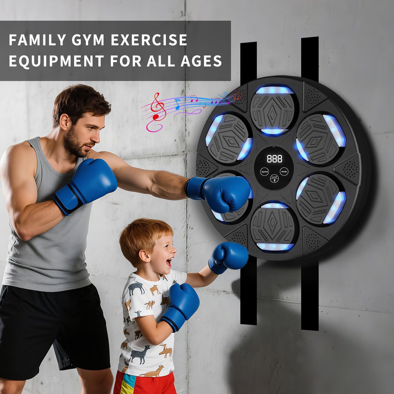 Wall-Mounted Smart Music Boxing Machine with Bluetooth, Punching Pads & Gloves, Space-Saving Boxing Machine for Adults - Interactive Boxing Equipment