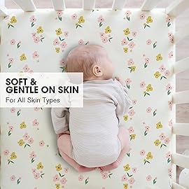 Little Grape Land Crib Sheets 2 Pack for Boys and Girls, Baby Neutral Crib Fitted Sheets for Standard Crib & Toddler Mattress, Super Soft Breathable Fitted Crib Sheet Set, Yellow Petal