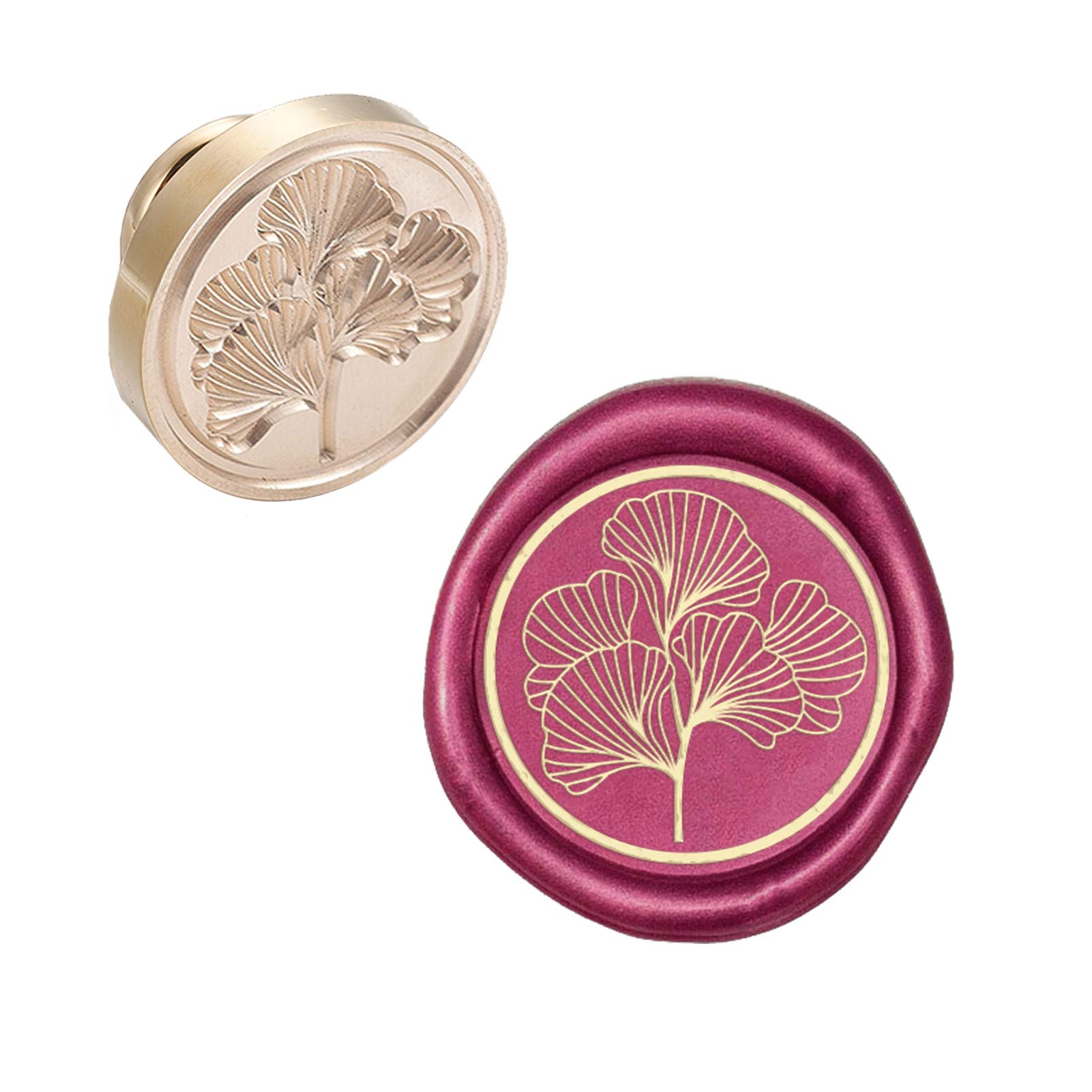 CRASPIRE Ginkgo Leaf Wax Seal Stamp Head - Removable Brass Replacement For Invitations & Crafts