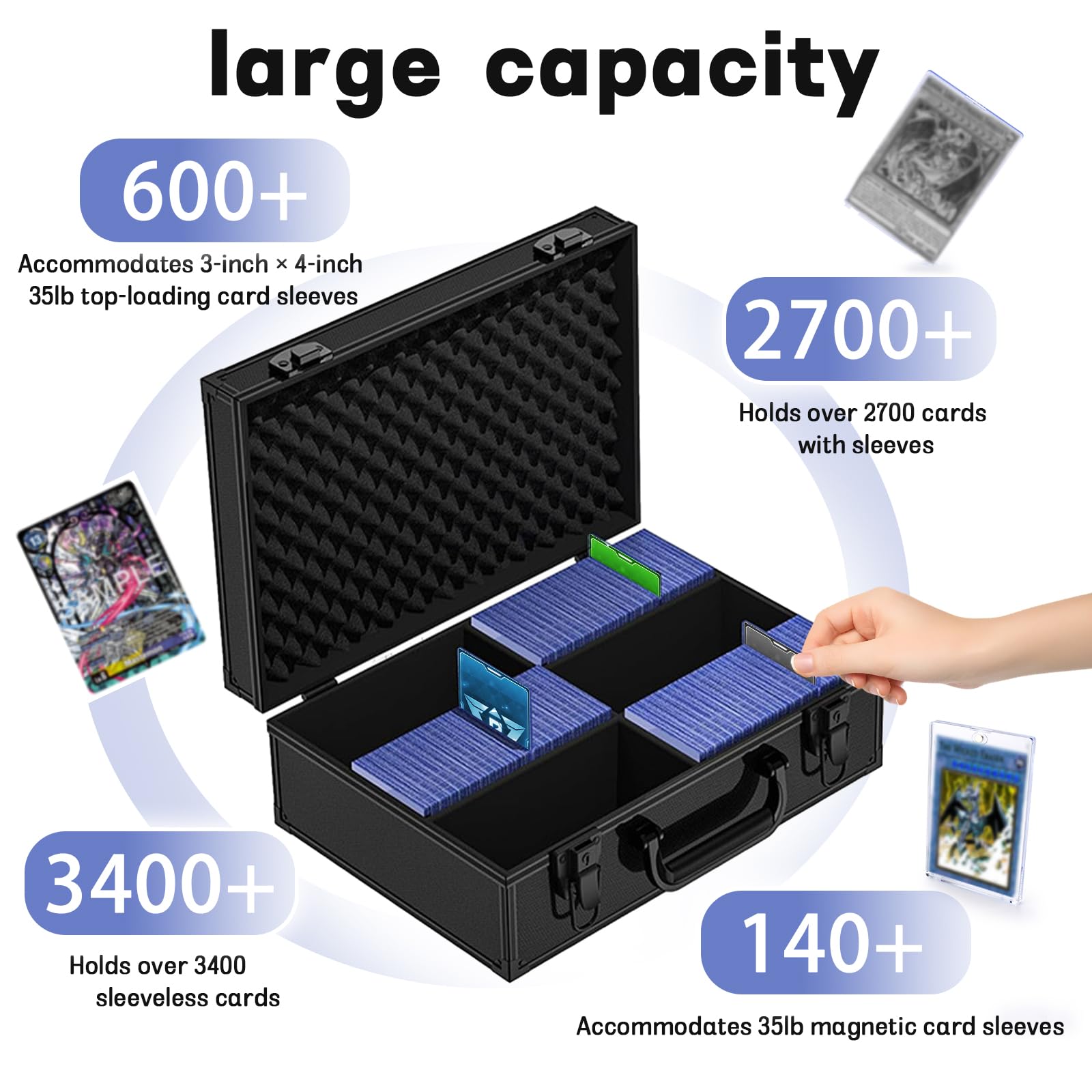 Top Loaders Boîte de Rangement,Cartes Graduées Box pour Cartes Sportives, Boite Rangement Carte Compatible avec 600+ Top Loaders ou 130+ 35pt One Touch