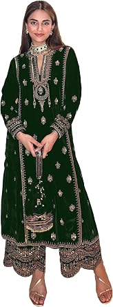GRC Womens Salwar Kameez Straight Suit Viscos Velvet Traditional Indian Pakistani Ready to Wear Dress