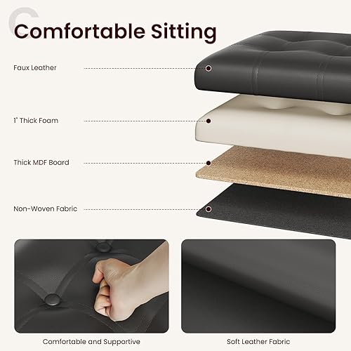 Miniatura 6 de YOUDENOVA Otomana plegable de almacenamiento de 15 pulgadas, cajas de almacenamiento en cubos, otomana pequeña con asiento acolchado de espuma,