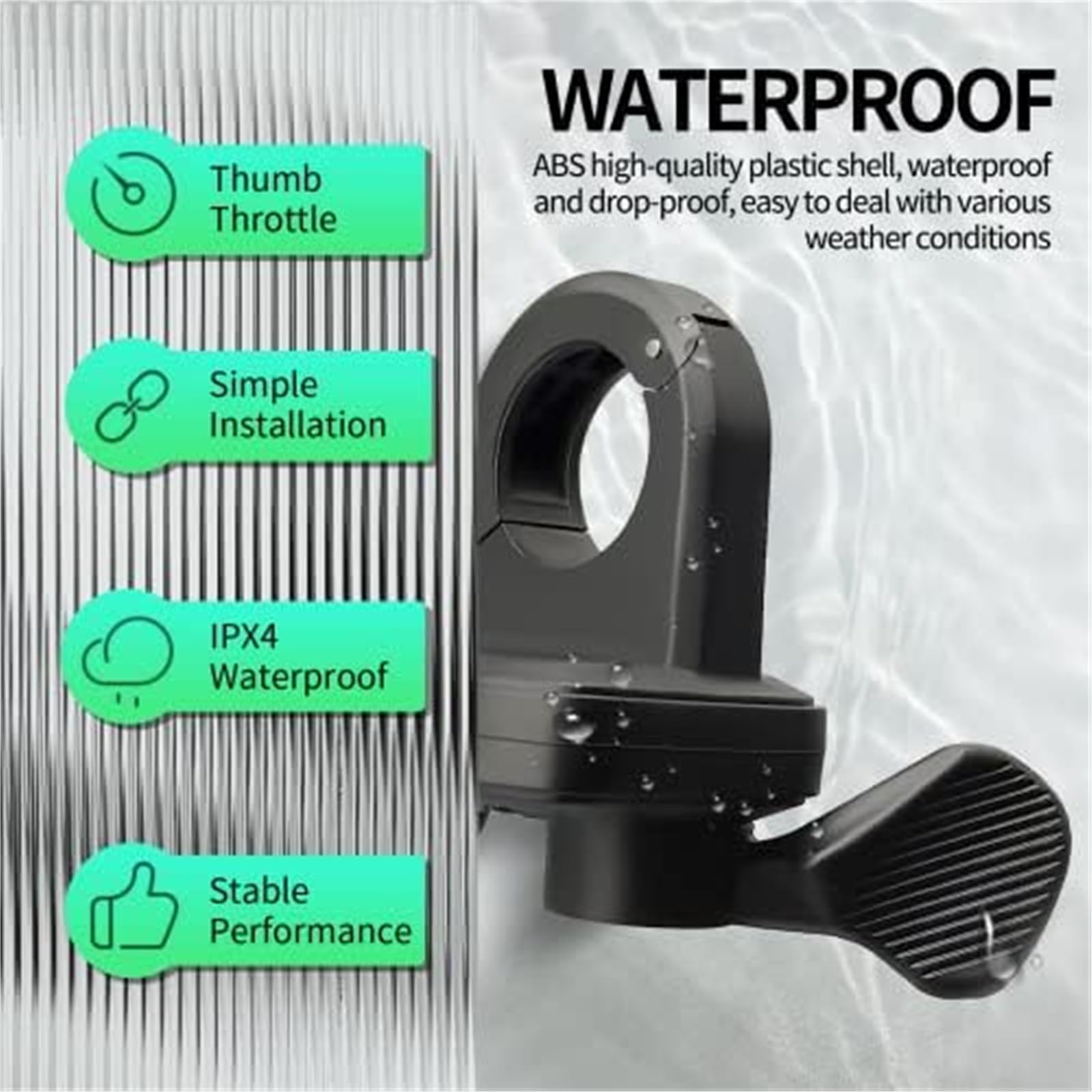 Acceleratore a pollice for bicicletta elettrica Connettore impermeabile SM a 3 pin Parti e accessori for bici elettriche Scooter EBike Controllo del pollice per monopattino elettrico(BLACK SM
