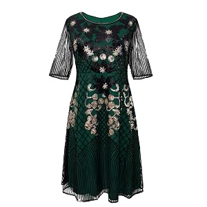 1920s Women Vintage Peacock Sequined Tassel Flapper Party Dress Floral Print Fashion Elegant Dresses Outfits