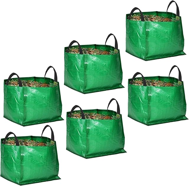 SPARES2GO Large Extra Strong Garden Waste Rubbish Bag Sack (120 Litre, Pack of 6)