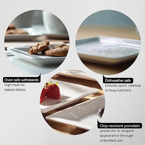 Miniatura 3 de Restaurantware -10 platos blancos pequeños cuadrados, mini platos de 3 pulgadas, para aperitivos, aptos para microondas, apto para horno, plato