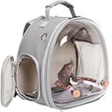 Small Bird Travel Backpack Carrier Cage, Backpack to Transport Backpack Carrier with Metal Tray Stand Perch for Parakeet Cockatiel Budgies Vet Carry Book Bag Grey