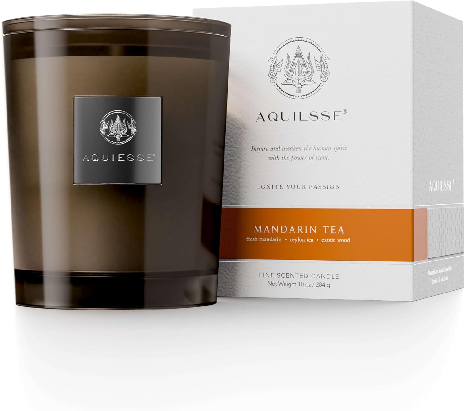 Aquiesse 99009 Mandarin Tea Large Candle in Gift Box, Smoke Brown